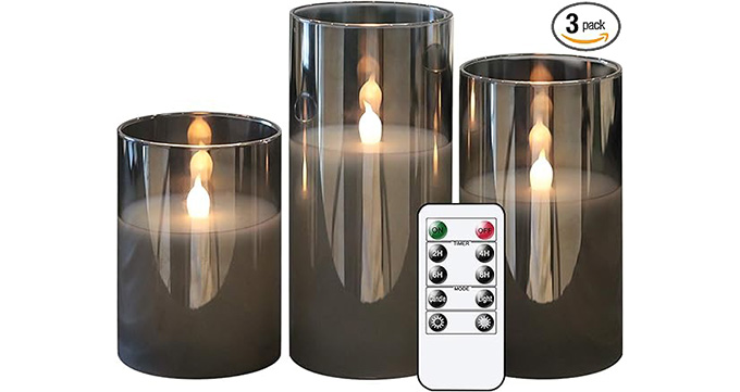 GenSwin Gray Glass Battery Operated Flameless Led Candles