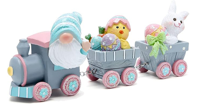 Hodao 8.75" Easter Day Gnomes Train Decorations