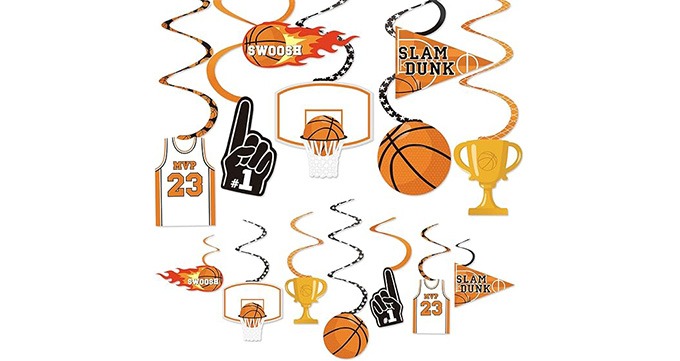 Levfla 35CT Basketball Party Decorations Hanging Swirls Decoration Slam Dunk Kids Teenagers