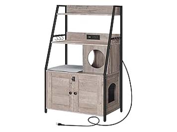 Litter Box Enclosure with 2 Storage Shelves