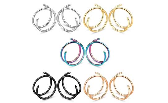 ONESING 2-36 Pcs 20G Double Hoop Nose Ring 