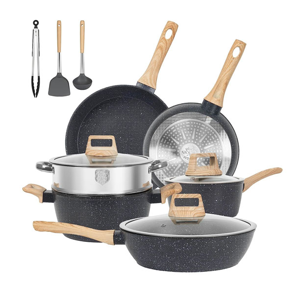 SODAY 12pcs Pots and Pans Set Non-Stick Kitchen Cookware Sets